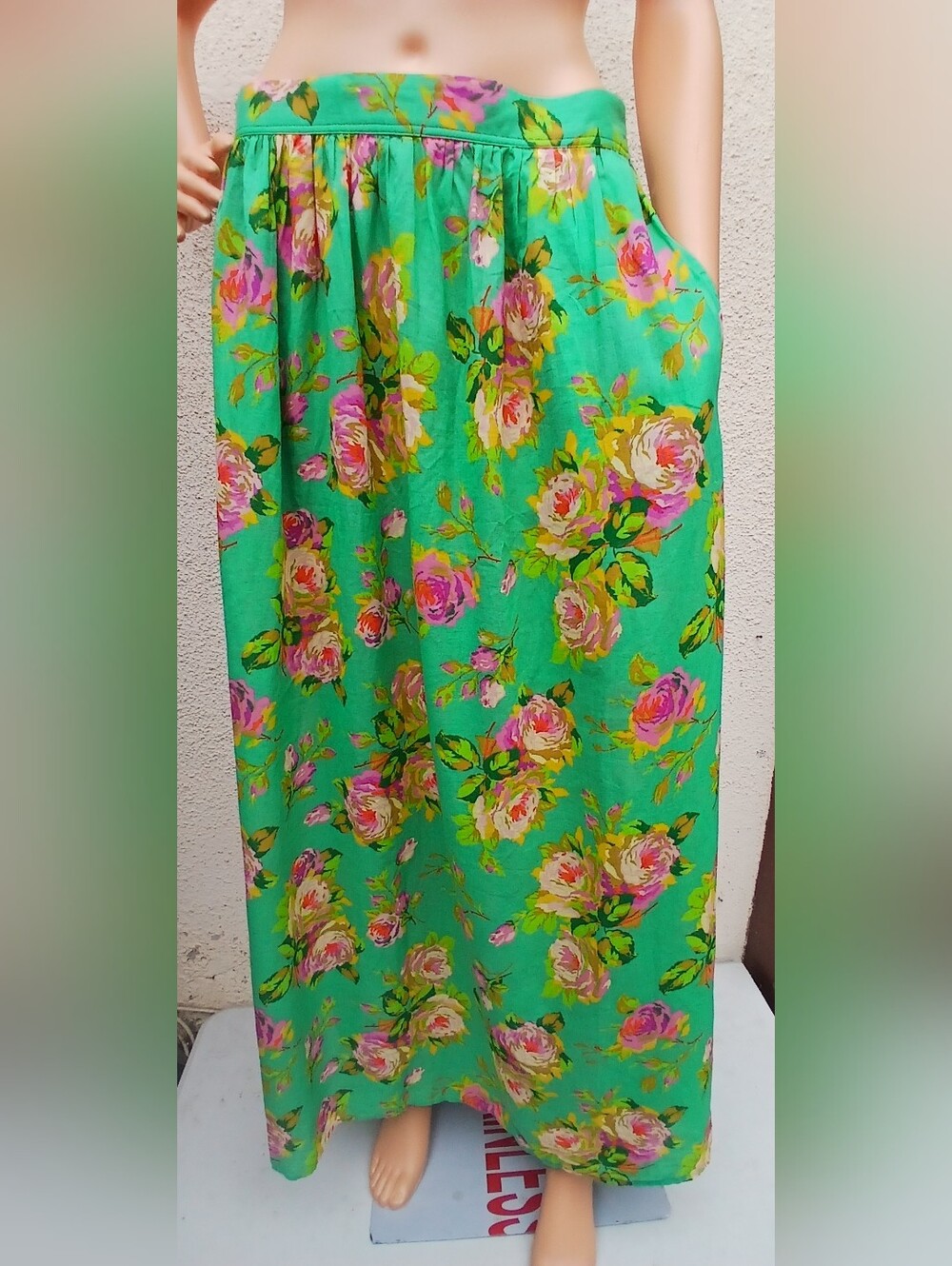 NWT J.Crew Green Floral Cotton Maxi Skirt Cottagecore Garden Party Size M